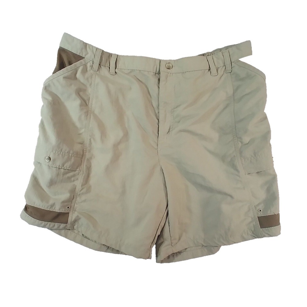 Columbia PFG cargo hiking shorts men's XL extra large tan comfort waist outdoor